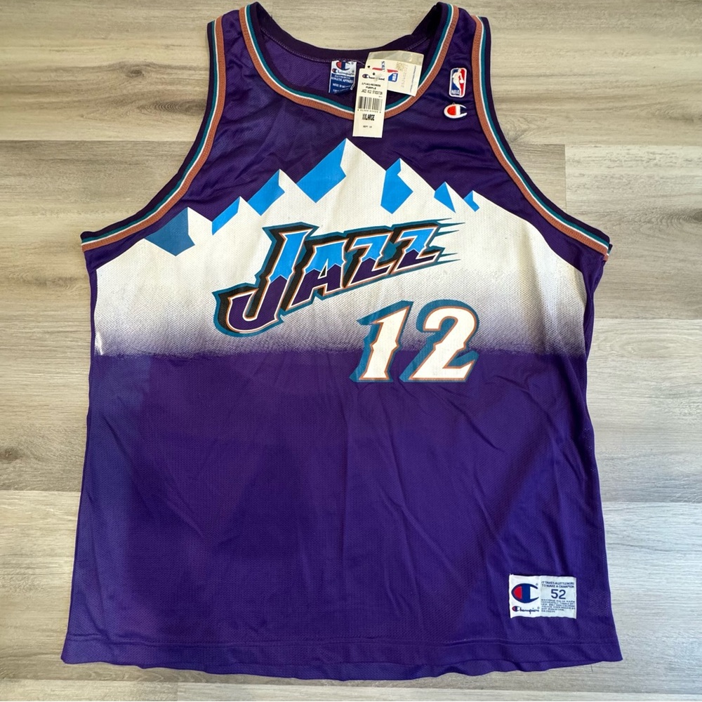RARE Vintage Champion John Stockton Utah Jazz #12 NBA Basketball Jersey Size XXL
